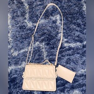 Elegant Cream Quilted Crossbody Bag